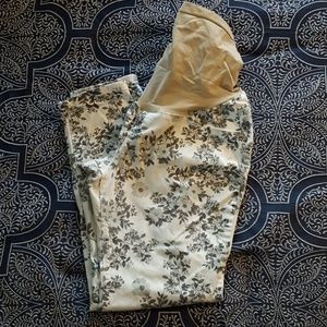 White floral maternity skinny jeans, xl